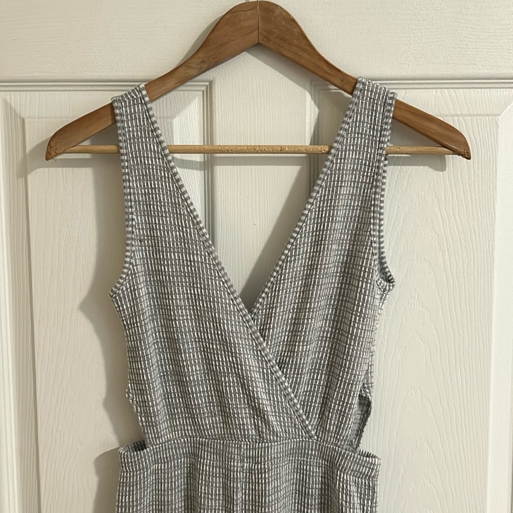 Beachy fabric white and gray romper.